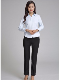 女式長袖V領襯衣