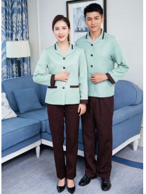 保潔服領口黑杠 淺綠