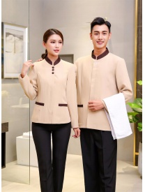 保潔服女式三?？勰惺揭涣？?米黃