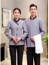 保潔服女式斜杠男式一?？?灰色