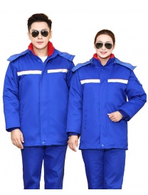 39、D007 艷藍 中石化線卡防靜電羽絨服2色 外皮雙層