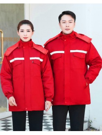30、D013 大紅 滌棉紗卡 可拆卸反光棉衣